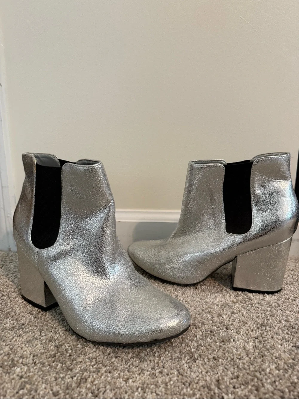 silver ankle boots